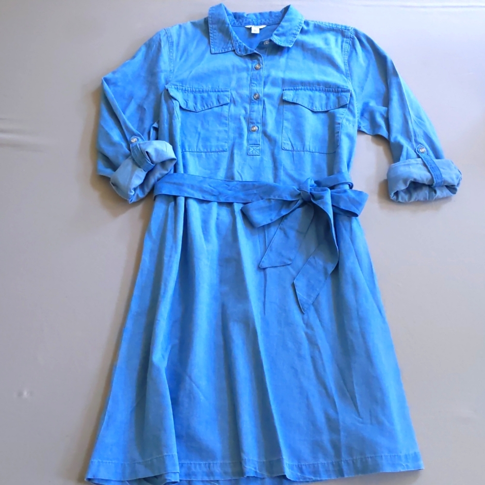 NWT- Sonoma Maternity Denim Dress with tie size L